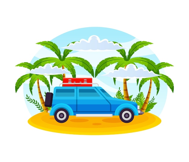 Vector classic car illustration for holiday poster