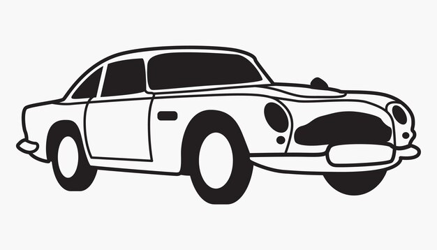 Classic Car Line Art Silhouette Vehicles