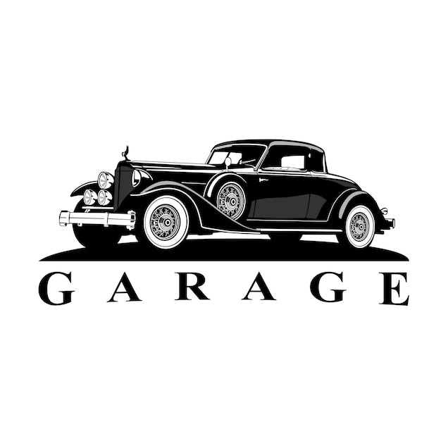 Classic car logo design icon vector
