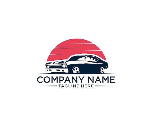 Classic car logo design vintage illustration