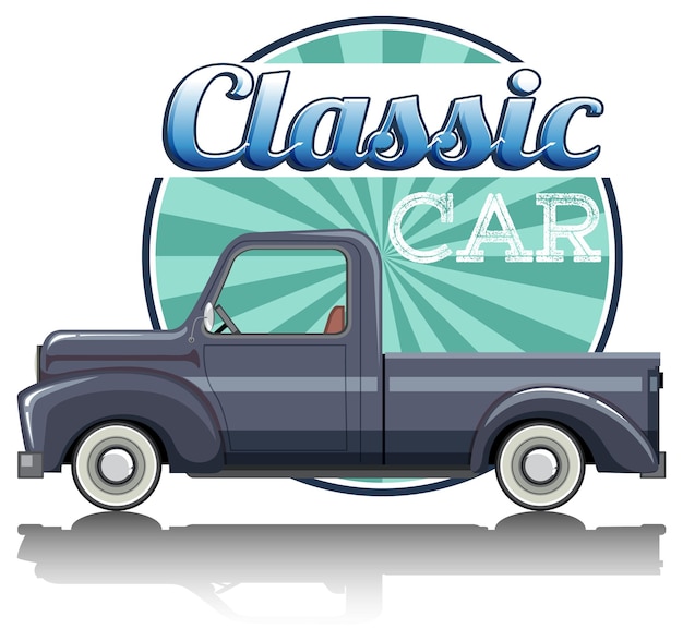 Classic car logo with classic car on white background