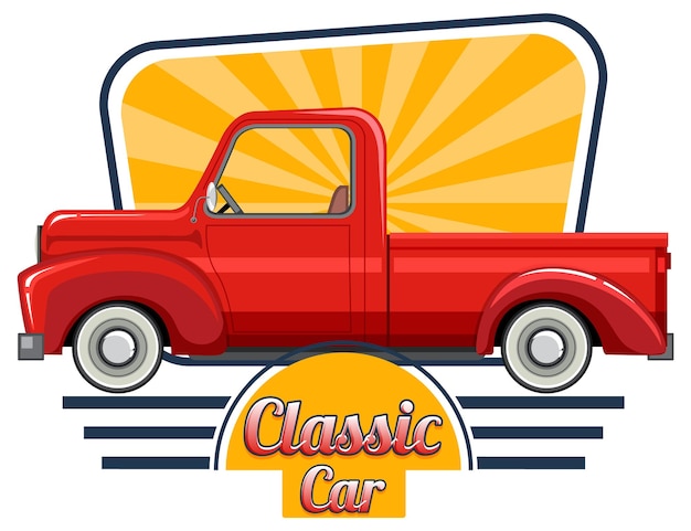 Vector classic car logo with classic car on white background