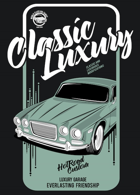 Classic car luxury, illustration of a classic race car