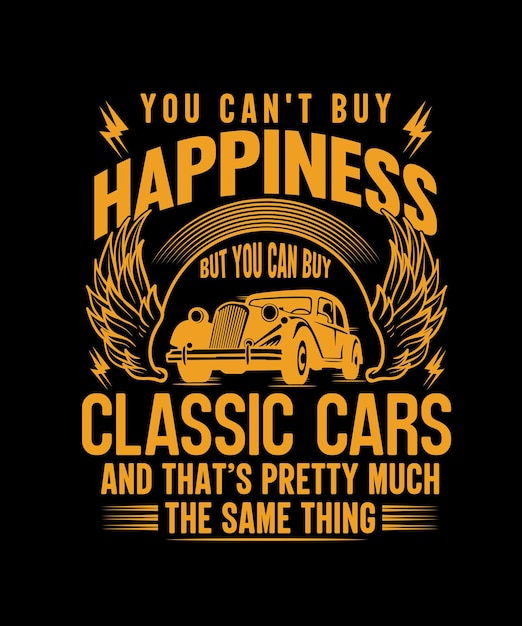 Vettore design tshirt auto classica