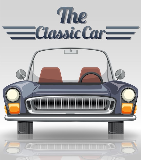 Вектор Классический дизайн автомобильной типографии с классическим автомобилем на белом му