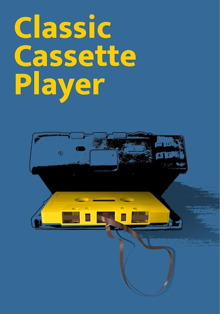 Vector classic cassette tape player poster vintage layout 05jpg