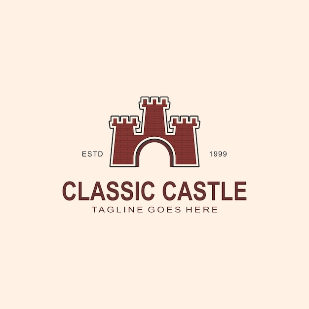 Vector classic castle illustration logo design