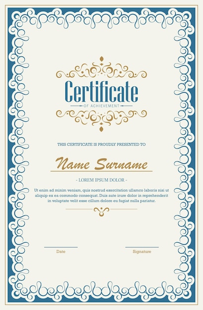 classic certificate of achievement award template
