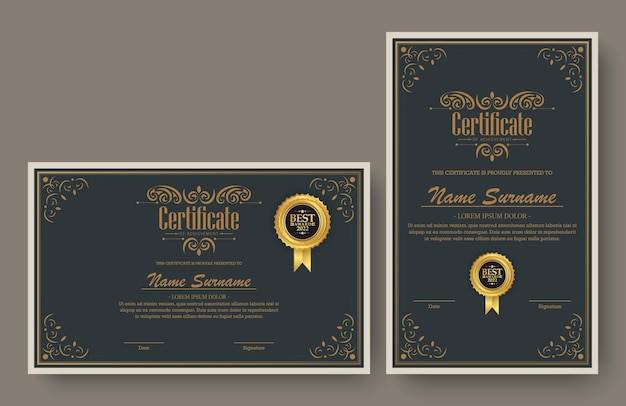 Classic certificate best award template