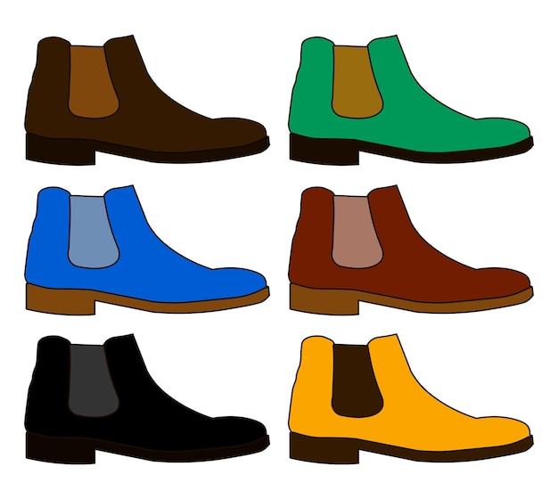 古典的なチェルシー靴スタイル ブーツ ホワイト バック グラウンド フラット デザイン ベクトル図に分離