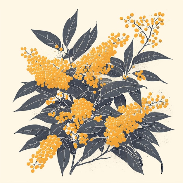 Vettore disegni classici di fiori di osmanthus cinese