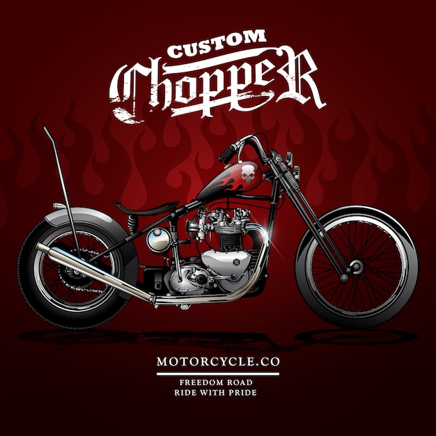 Classic Chopper Motorcycle Poster