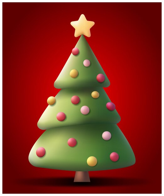 クラシックなクリスマスツリーイラスト
