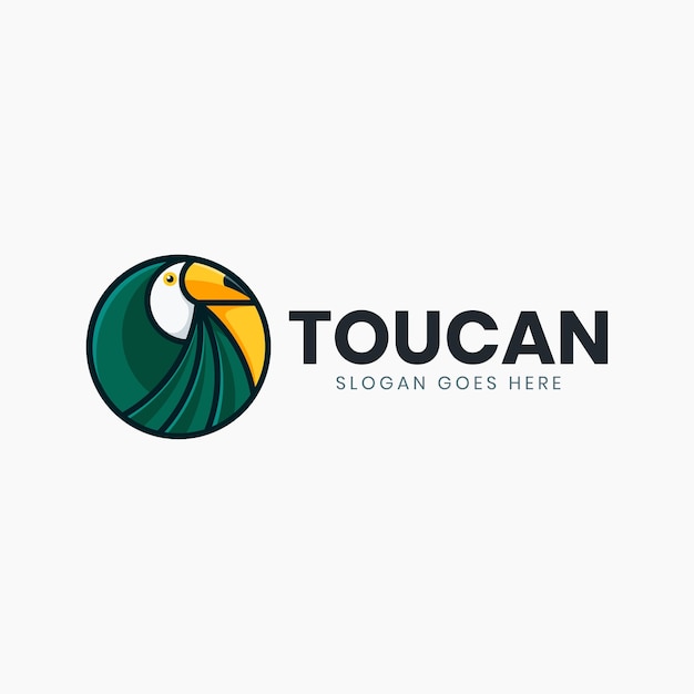 Vector classic circle green toucan logo template