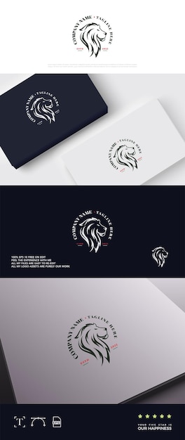 Classic circle lion luxury logo