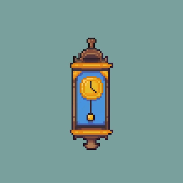 Vector classic clock wall in pixel art style