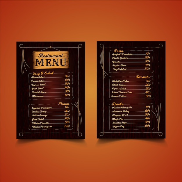 Classic Dark Red Restaurant Menu