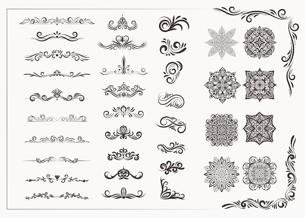 Vector classic design element for typographic flourish separator scrolls embellishments mandalas