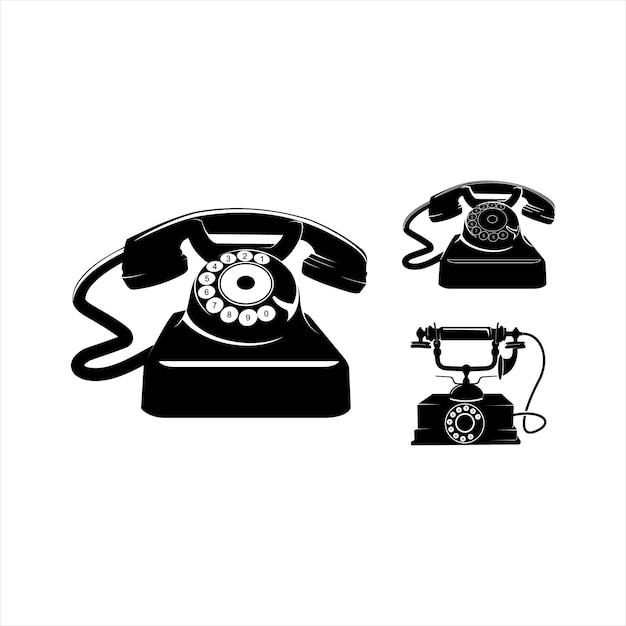 Vector classic desk phone silhouette graphic element