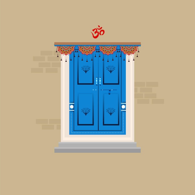 classic door stairs and wall in blue city jodhpur india