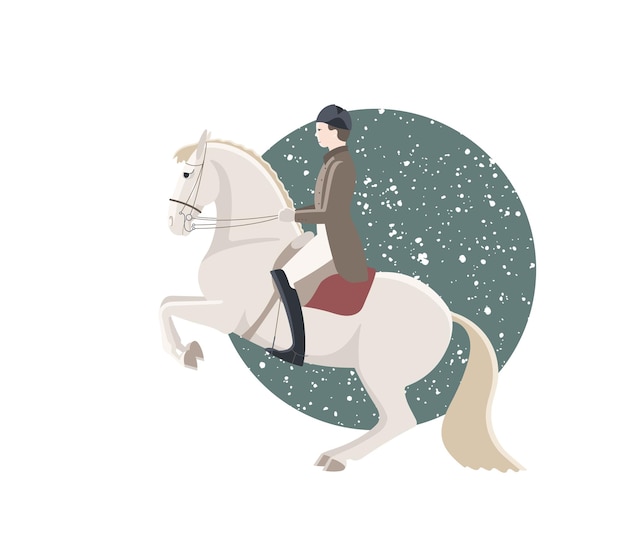 Vector classic dressage trick on a horse vector illustration