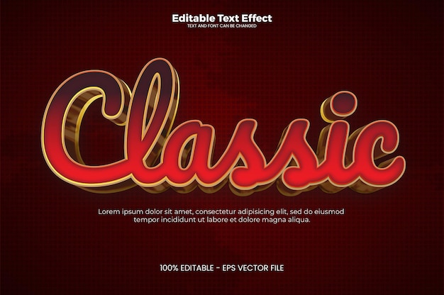 Classic editable text effect in modern trend style