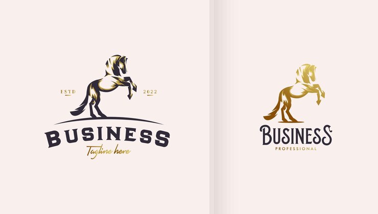 Classic and elegant horse logo with golden color