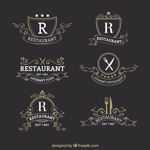 Vettore logotipi del ristorante classico ed elegante