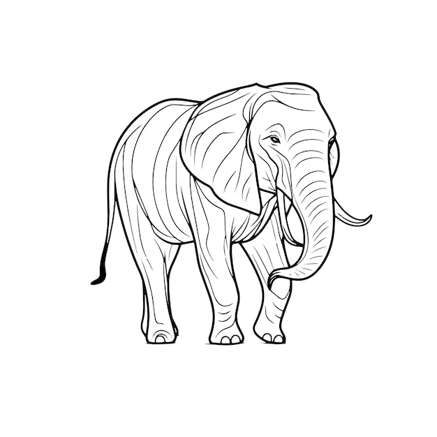 Classic Elephant Hand Drawn Single Line Vector