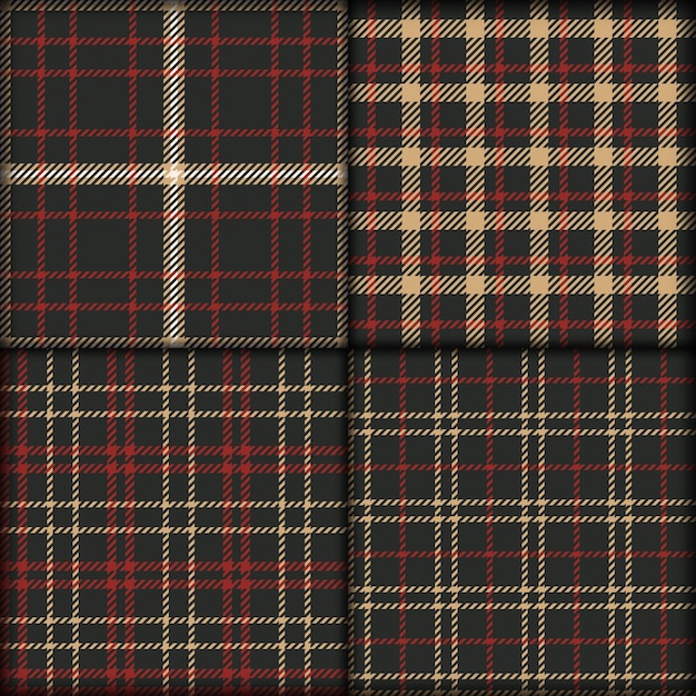 Classic fabric texture seamless pattern bundles in brown white and red vector illustration