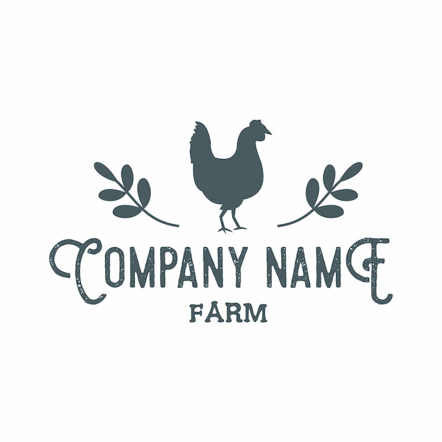 Vector classic farm logo, organic farm, chicken