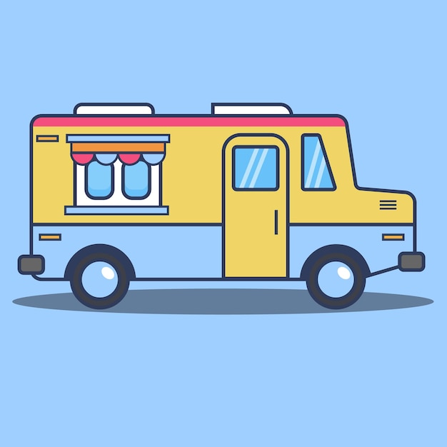 평면 디자인의 푸드 트럭의 클래식