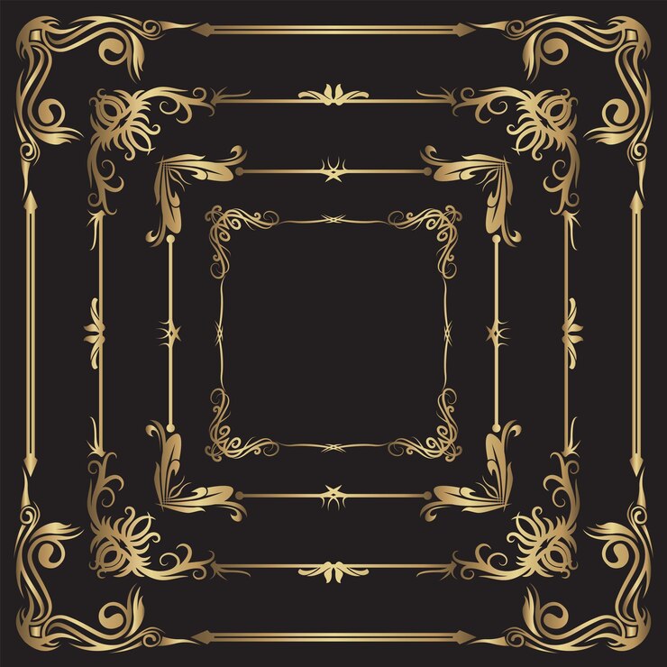 Vector classic frame gold border corner decoration