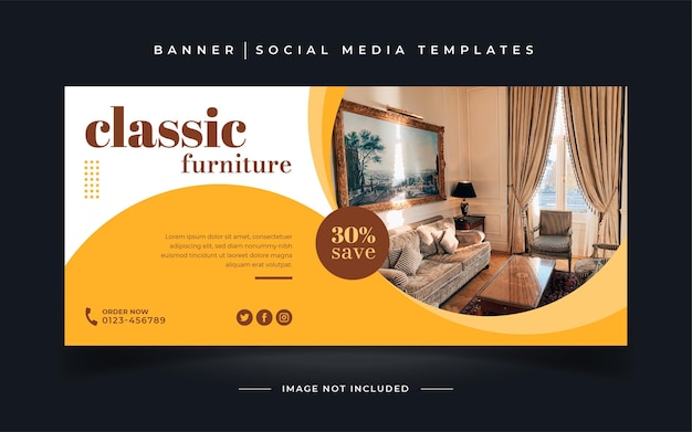 Vector classic furniture social media banner template