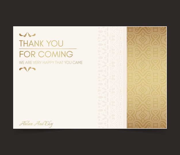 Classic gold thank you wedding card