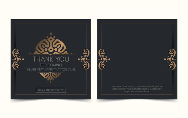 Classic gold thank you wedding card