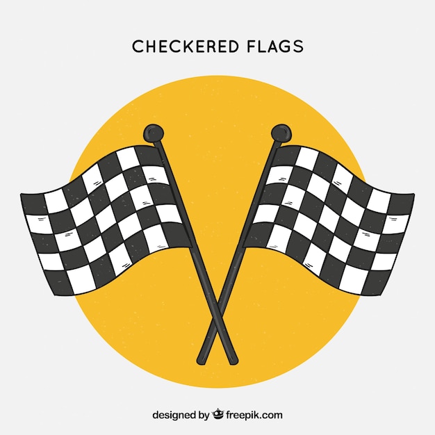 Vector classic hand drawn checkered flags