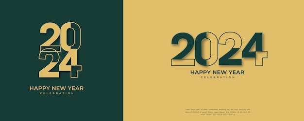 Classic happy new year 2024 design with unique and modern numbers premium design 2024 for calendar