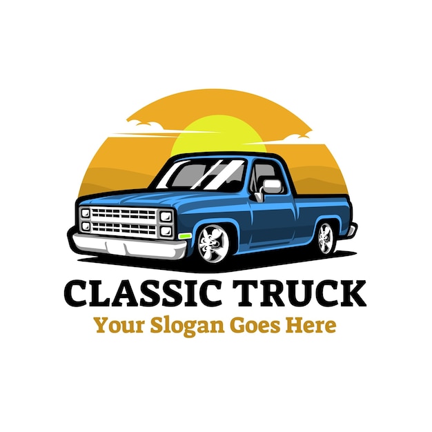 Vector classic hot rod truck restoration ready made logo design best for automotive club tshirt design