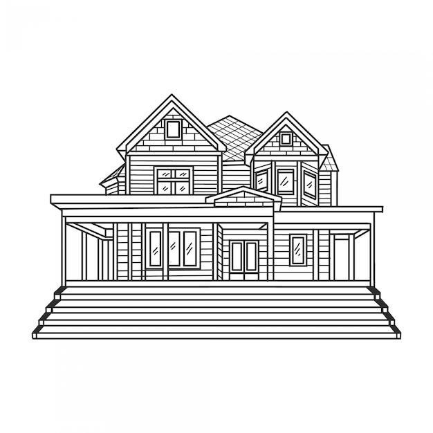 Vector classic house hand drawing