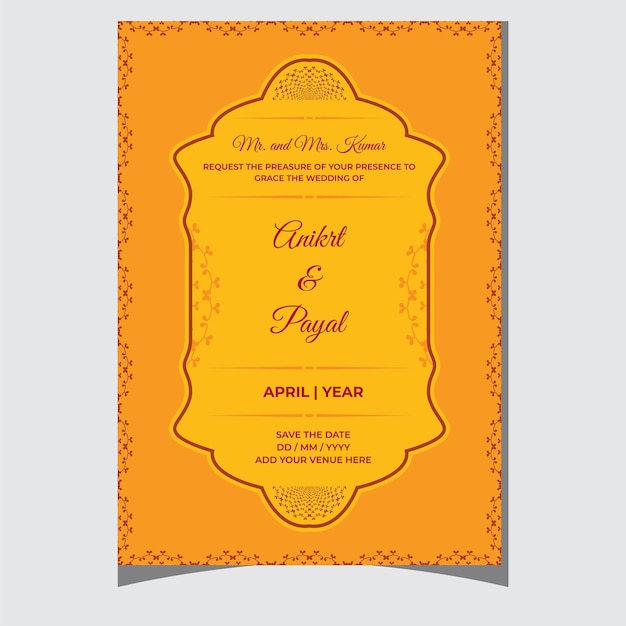 Vector classic indian wedding card template design