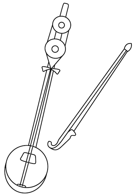 Classic Instrument Music Traditional Korean Cartoon Coloring Pages for Kids and Adult