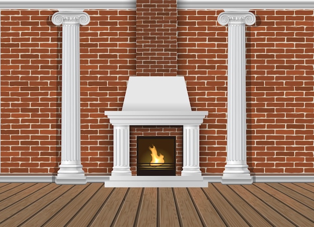 classic interior wall with fireplace