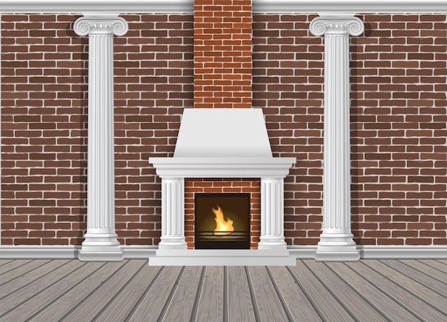 classic interior wall with fireplace