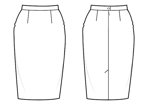 Классическая юбка-карандаш до колен с застежкой-молнией сзади