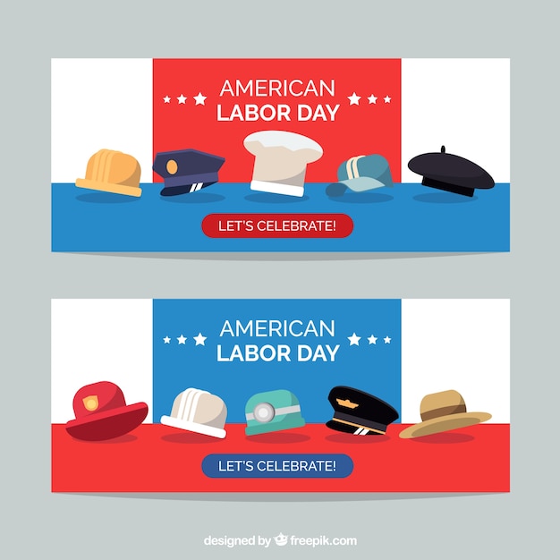 Classic labor day banners with flat design