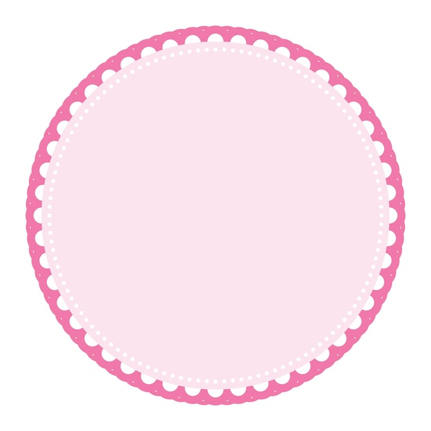 Classic Light Pink Circle Border Frame with Lace Edges Decoration Blank Sticker Label Background