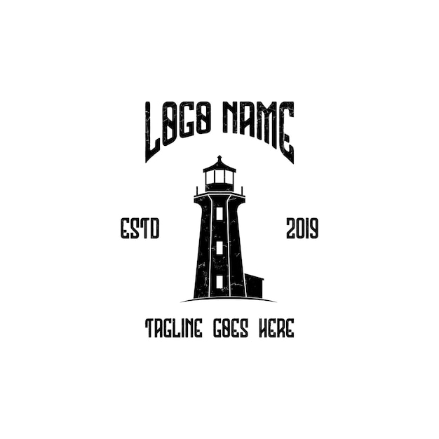 Vector classic lighthouse simple logo design