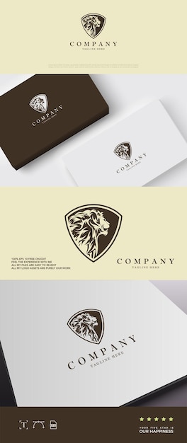 Classic lion logo with elegant emblem shape