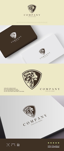 Vector classic lion logo with elegant emblem shape